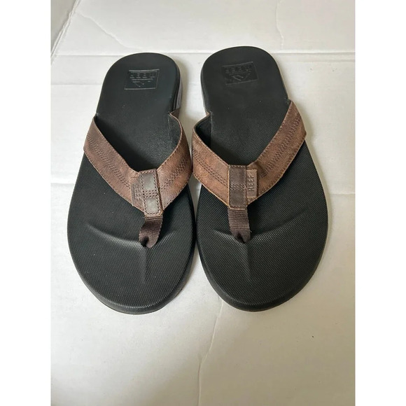 Reef Men's Cushion Phantom Thong Flip Flops Leather Sandals - Picture 1 of 9